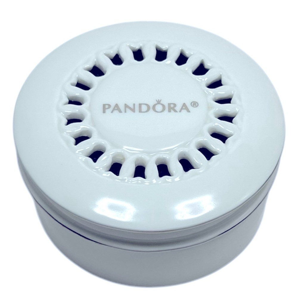 Pandora Round Ceramic Jewelry Dish With Lid Trinket Holder